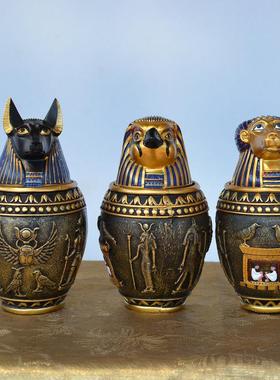 古埃及猫宠物木乃伊卡诺皮克罐家居装饰品酒柜摆件密室逃脱储物罐