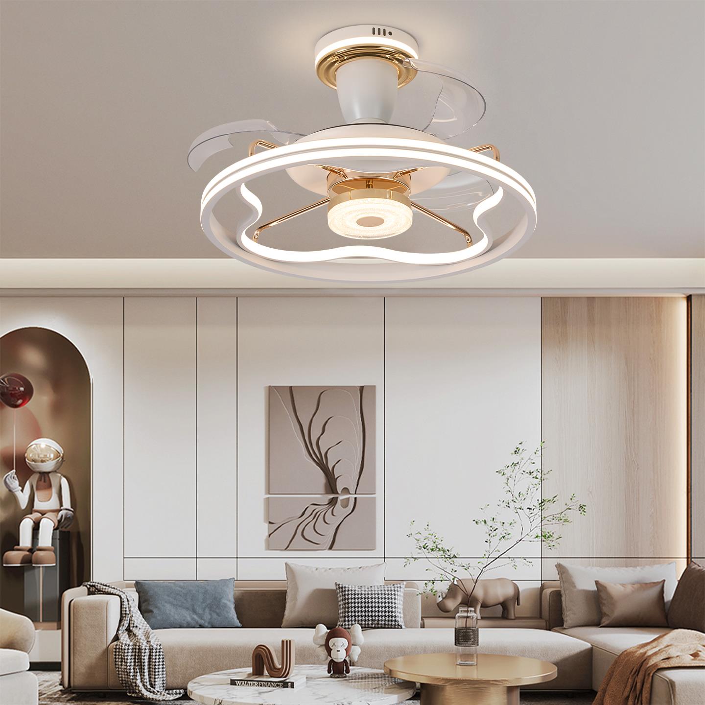 高档智能静音风扇灯遥控吸顶卧室饭厅客厅新款北欧轻奢简约吊扇灯