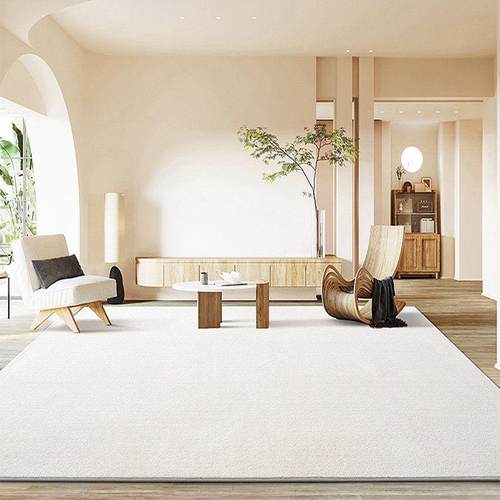 现代简约纯色客厅茶几毯素色侘寂地毯日式卧室床边毯秋冬家用地毯