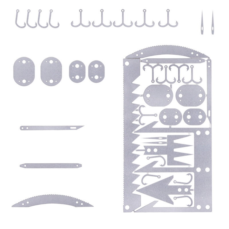 新款现货 鱼钩卡 多功能鱼钩 鱼钩模型片蚀刻鱼钩 户外求生工具