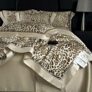 夏季 兰精天丝豹纹印花四件套高级感镂空夏凉被丝绸缎空调被子床品