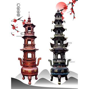 寺庙大型香炉铸铁多层铜宝鼎祠堂户外九层化宝烧纸圆形塔炉三五层