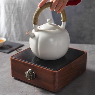实木电陶炉烧水炉家用茶炉静音大功率耐高温煮茶器玻璃铜陶壶专用