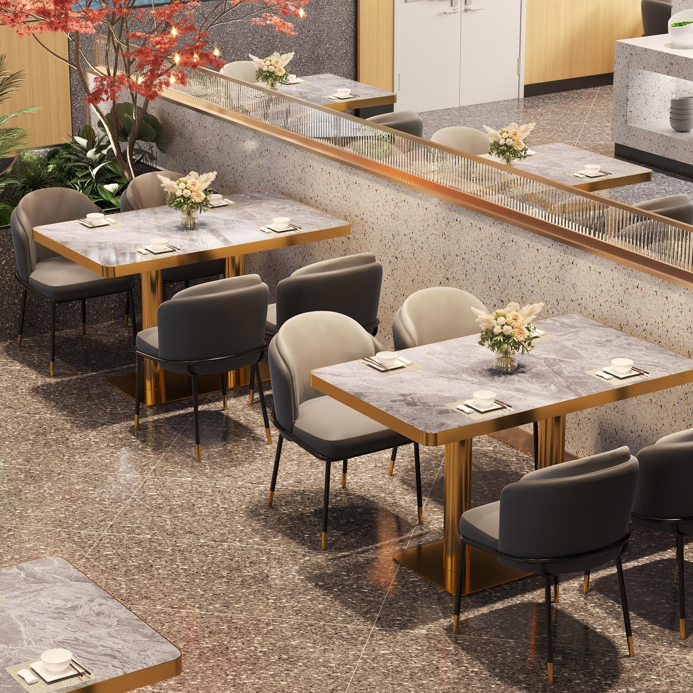 2025新款岩板商用餐桌咖啡厅酒店饭店自助餐厅桌椅组合长方形饭桌