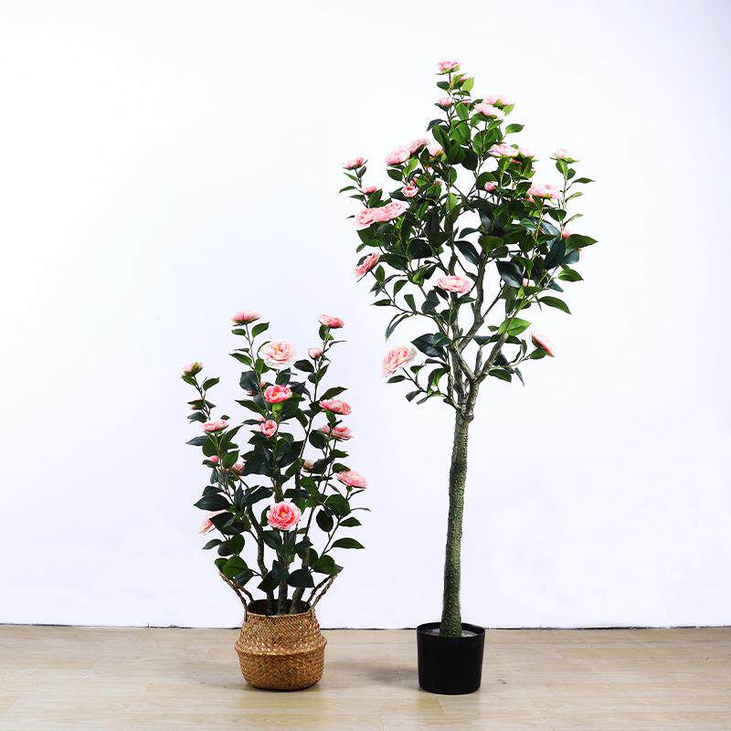 仿真茶玫花树假山茶树盆栽植物室内客厅Tearosetree仿真盆景