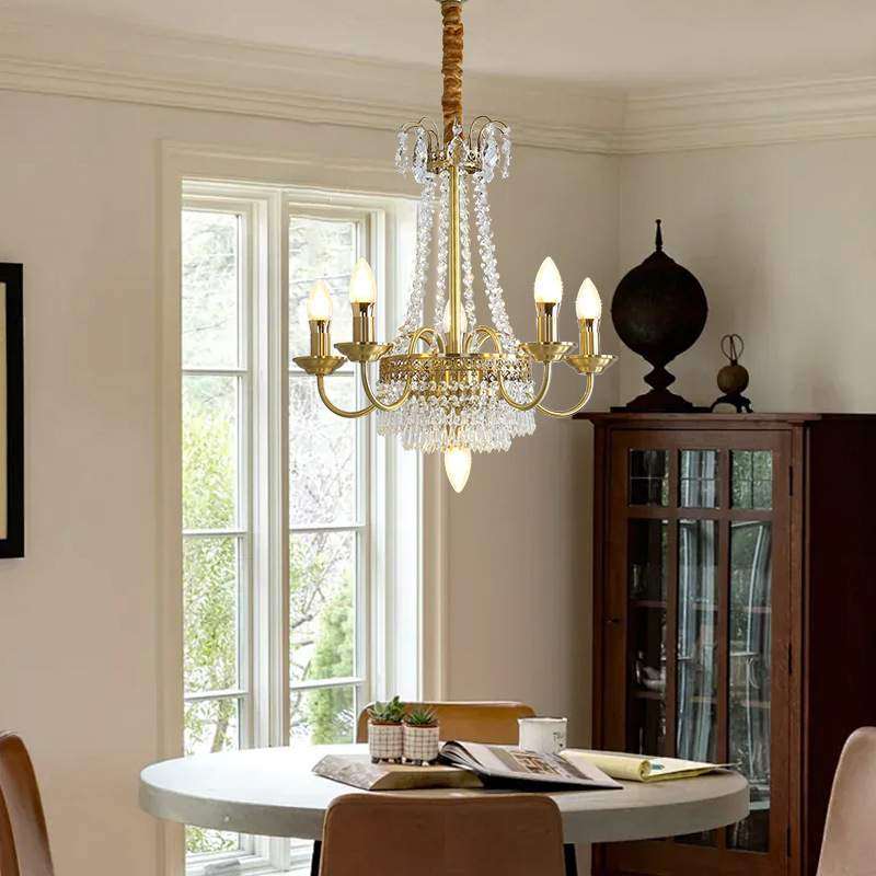 全铜水晶法式轻奢吊灯复古厅灯宫廷风卧室餐厅灯高级感美式全铜灯,3C数码配件,USB灯,淘宝优惠券,粉丝福利购,淘宝优惠卷