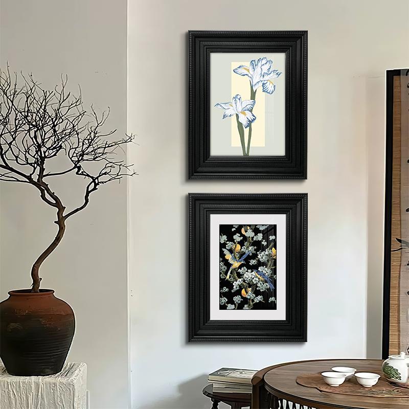 中古风客厅装饰画沙发背景墙花鸟挂画法式美学壁画玄关墙面装饰品