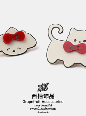 2026新款白色奶油猫咪小狗发夹可爱卡通侧边碎发夹少儿童发卡夹子