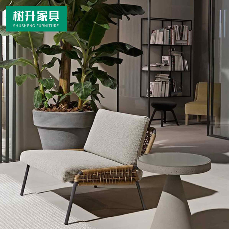 北欧藤艺仿藤编户外休闲椅室内阳台花园庭院售楼处乘凉露天藤椅