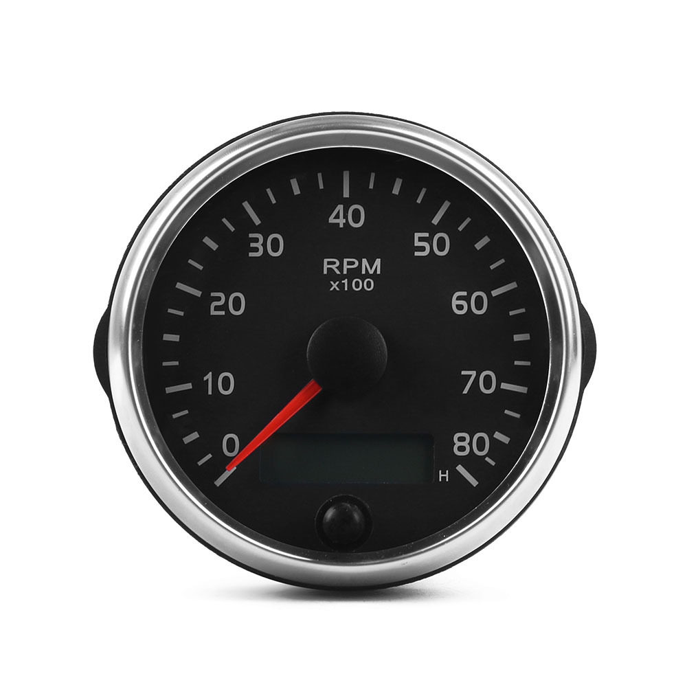 汽车改装85mm转速表Gas Tachometer汽油发动机车船12/24V 8000RPM