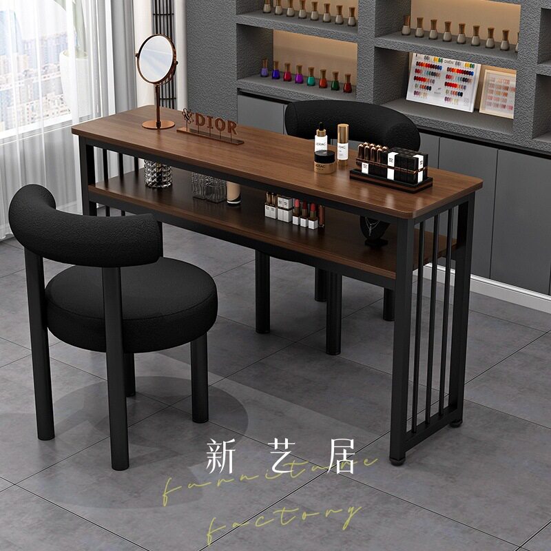 复古风美甲桌椅套装简约时尚单双人美甲台特价经济型日式美甲店桌