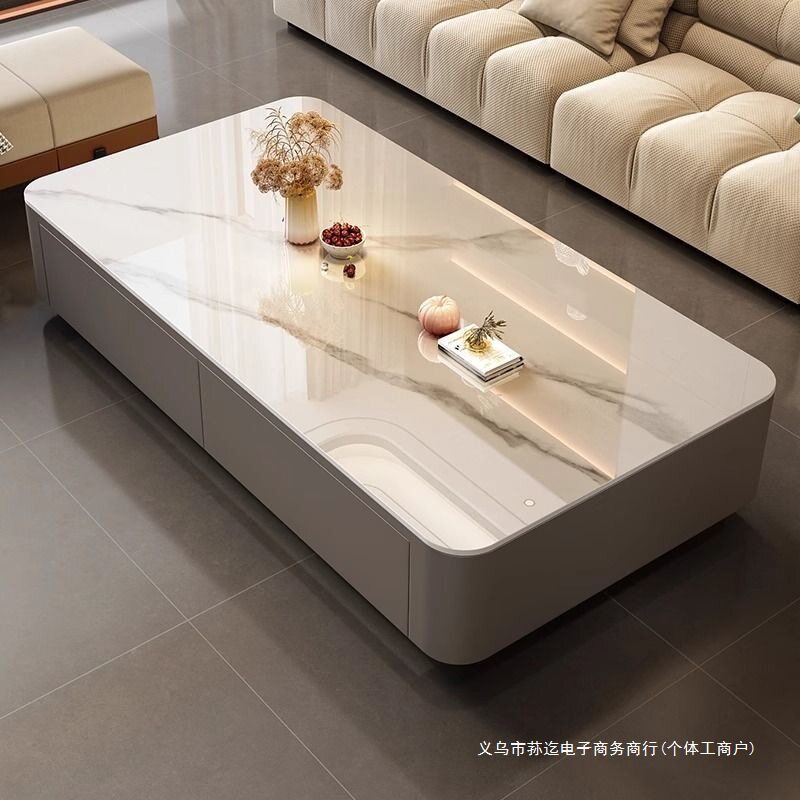 玻璃茶几电视柜组合客厅家用小户型简约现代轻奢风落地茶几带抽屉