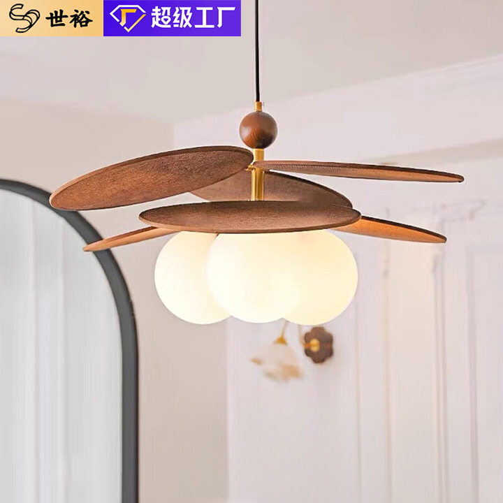 藤编餐厅吊灯法式中古风设计师款书房灯中古风氛围感主卧室灯