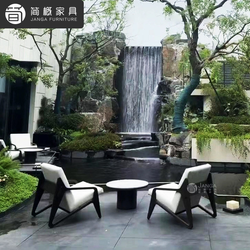 户外别墅庭院花园沙发椅茶几高端实木桌椅酒店民宿会所露台家具