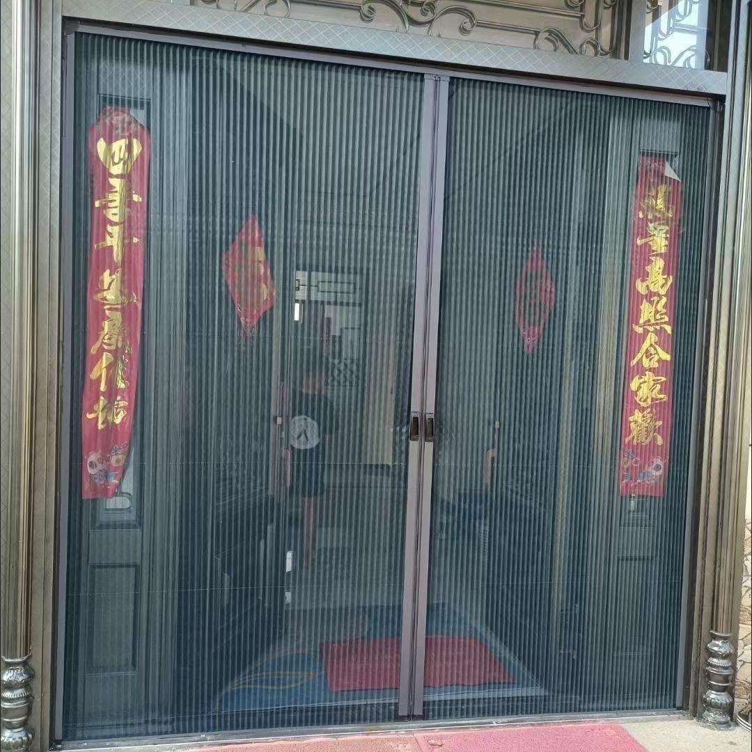防蚊纱门纱窗隐形伸缩推拉式免打孔铝合金通风夏季沙门折叠门帘