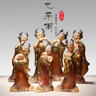 唐三彩仕女摆件陶瓷中式客厅桌面装饰摆设仿古陶俑人物侍女藏品