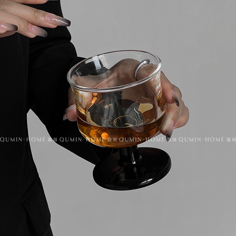 现货速发小众复古设计款玻璃矮脚杯冰美式咖啡拿铁杯鸡尾酒杯饮品