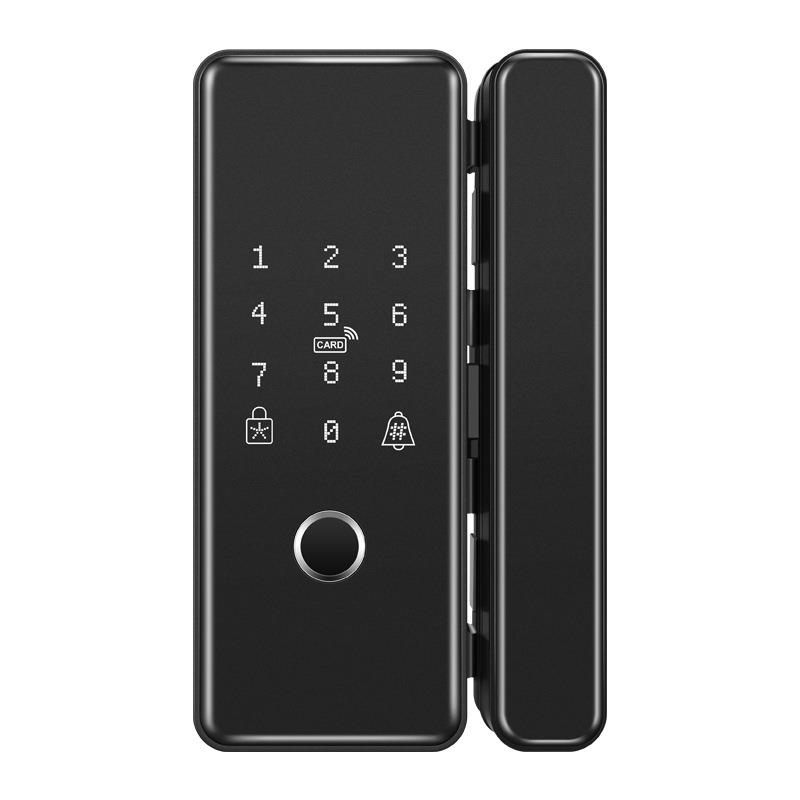 L6免开孔办公室玻璃门指纹锁密码锁双开门单门智能锁免布线ic锁