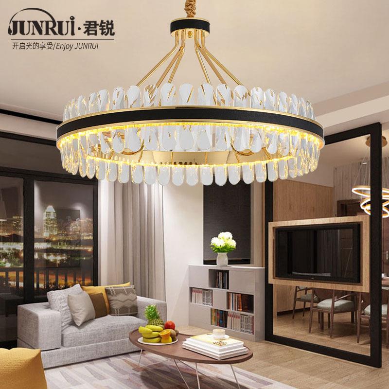 新款后现代轻奢吊灯led客厅吊灯网红简约大气餐厅卧室皮革水晶灯