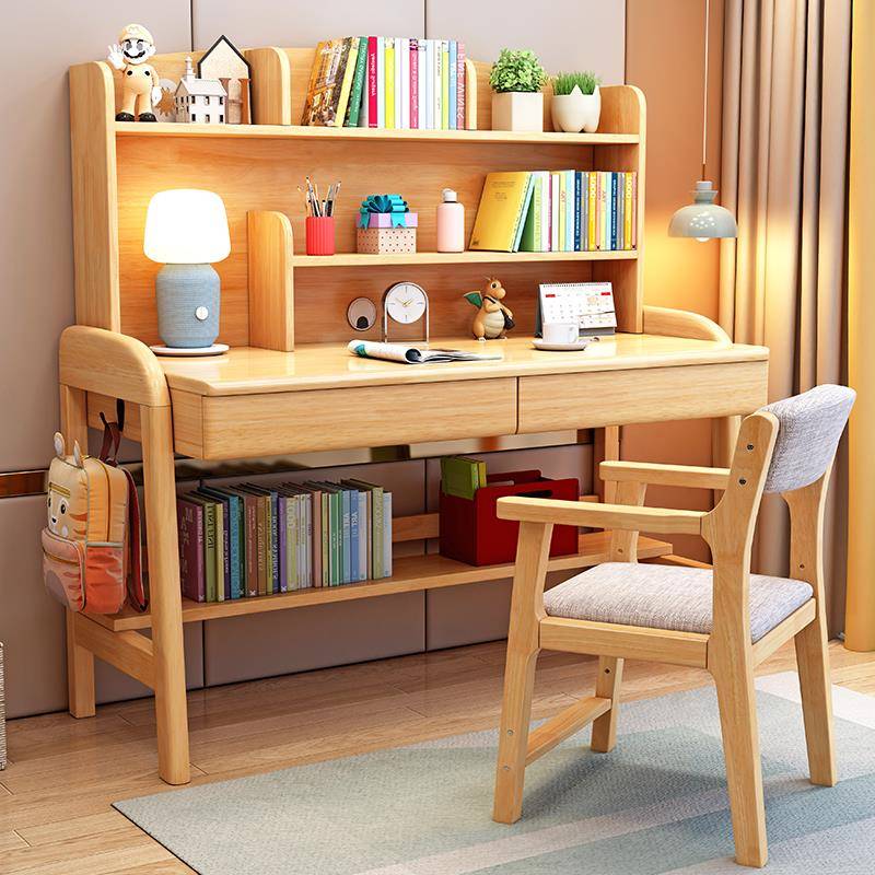 V1ZA书桌儿童学习桌实木学初中YZ56#MZY全小卧室家用写字生课桌椅
