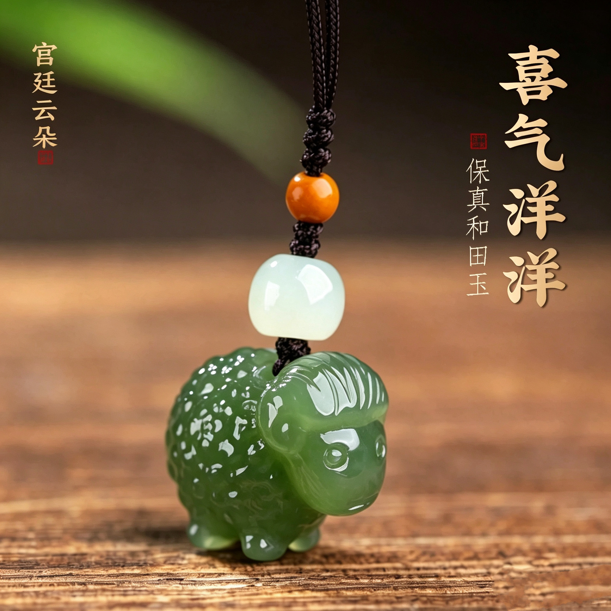 天然和田玉十二生肖六合手机挂坠