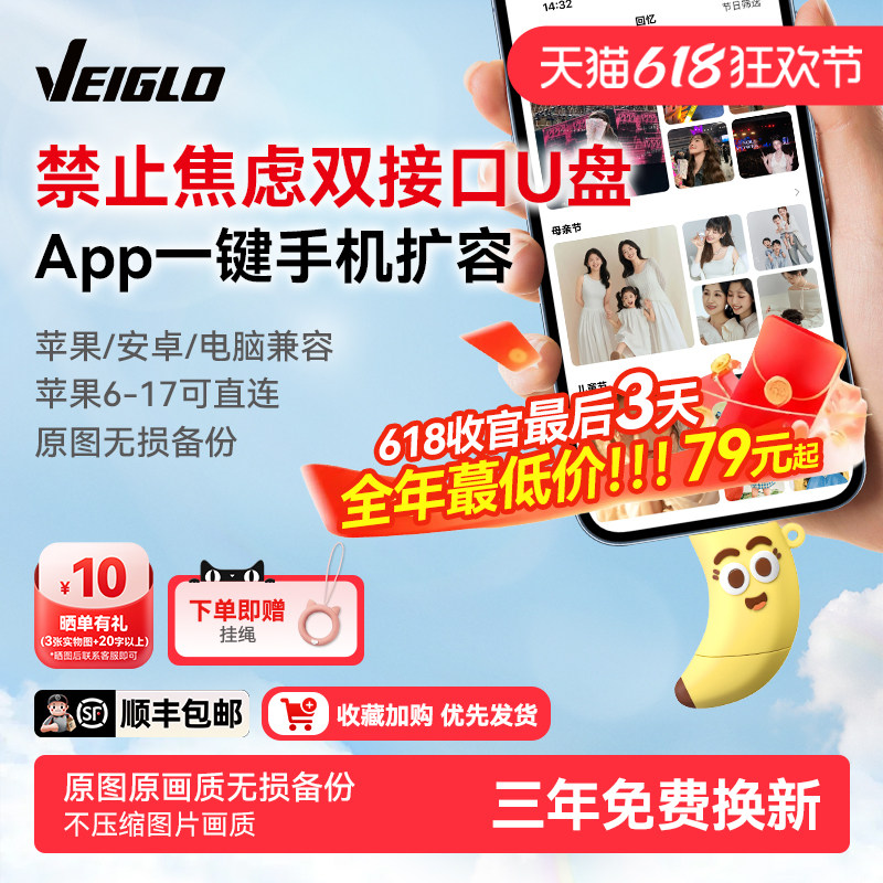 VEIGLO手机U盘typec双接口 苹果照片移动硬盘 电脑两用大容量优盘
