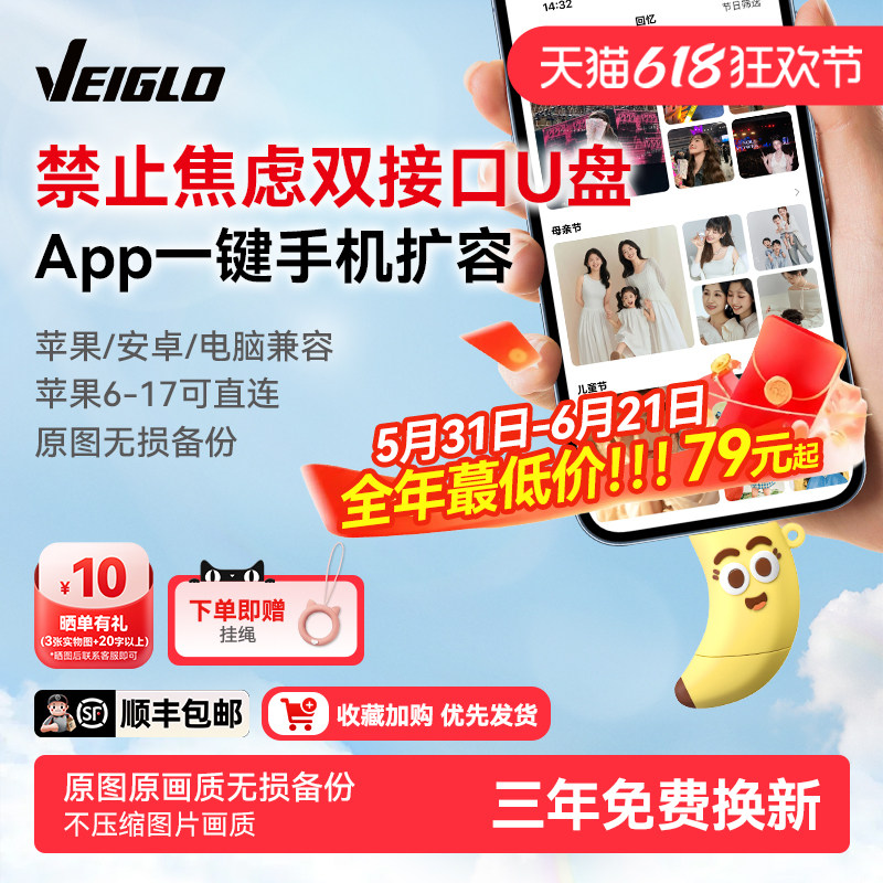 VEIGLO手机U盘typec双接口 苹果照片移动硬盘 电脑两用大容量优盘