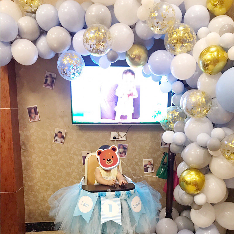 速发生日装饰场景布置背景墙一周岁1宝宝生日男孩孩纱餐椅裙