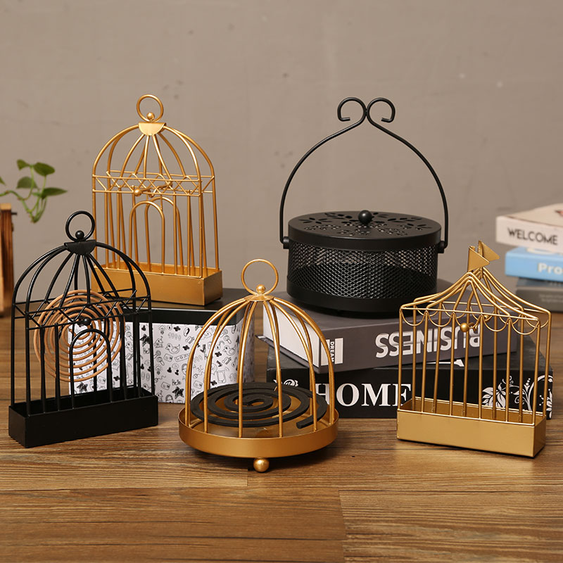 速发创意铁艺鸟笼蚊香蚊子支架架香盘托蚊香盒厕所托盘香薰蚊香炉