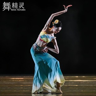 速发独族功傣舞演出服春述舞蹈服傣族艺考服装 练舞裙孔雀舞大摆练