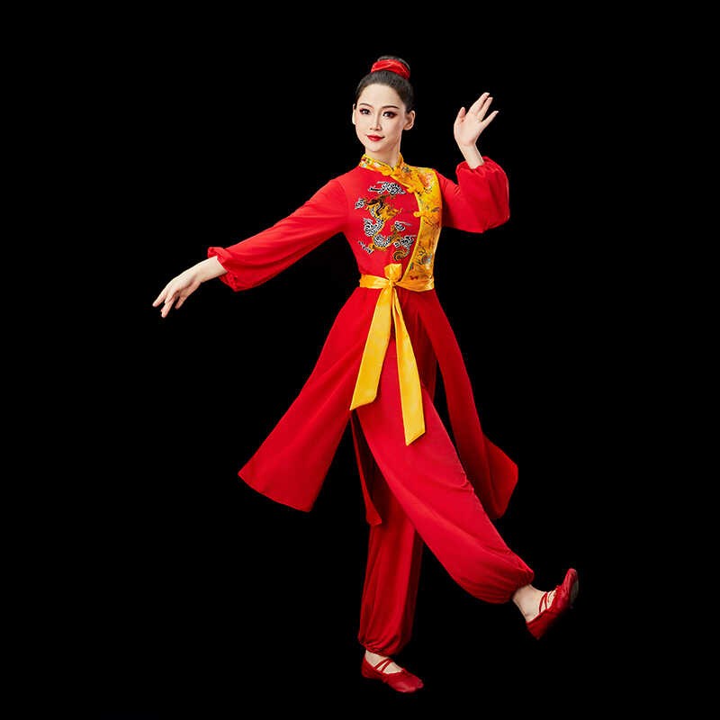 现货速发打鼓演出服装2024新款中国风锣鼓队秧歌舞蹈服装广场舞套