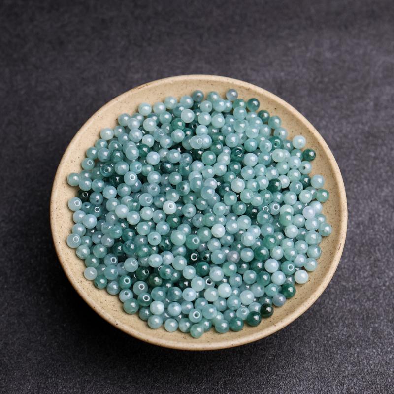 天然翡翠A货3.5mm蓝水散珠