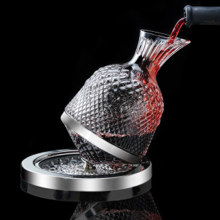 高档红酒杯水晶玻璃金箔葡萄酒高脚杯子J家用不倒翁陀螺醒酒器套