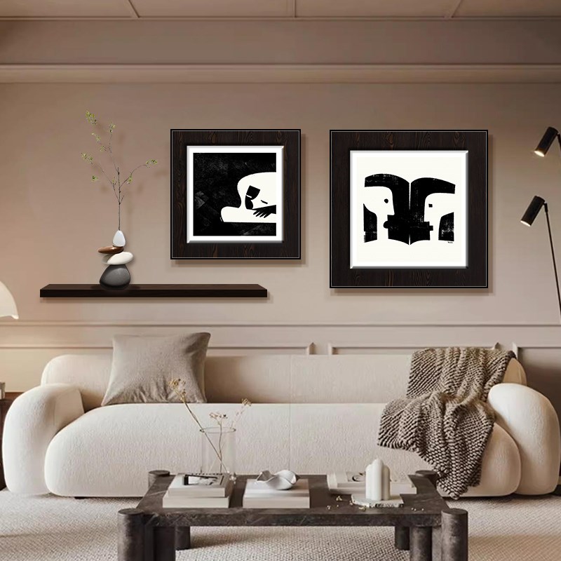 客厅装饰画小众创意叠q加立体组合挂画餐厅走廊过道背景墙轻奢壁图片