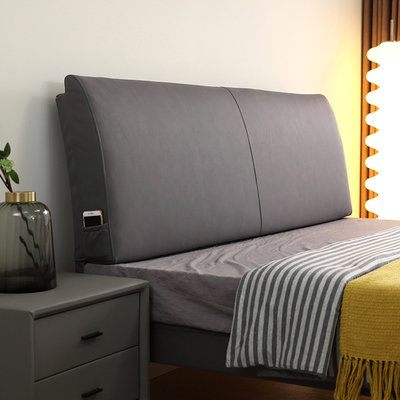 踏踏米无床头软包大m靠背铁艺高级主卧2023新款科技布1米8靠垫自