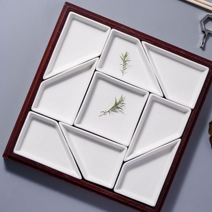 酒店创意餐具餐厅特色带盖九格凉菜点心J拼盘私人会所透明盖木盒