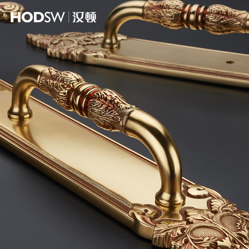 汉顿欧式黄铜别墅对开大门锁双开门锁入户门室R内门对开大门锁黄