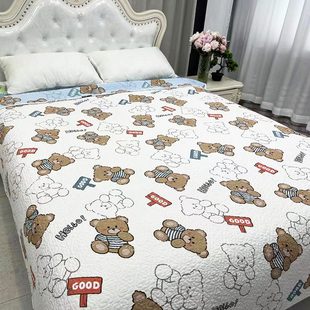 纯棉卡通a床盖单件韩国斜纹全棉绗缝被双面夹棉防滑床单榻榻米床