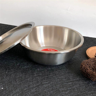 富尔兴加厚304不锈钢汤盆食物保鲜盆带I盖料理盆加厚猪油盆储物盆