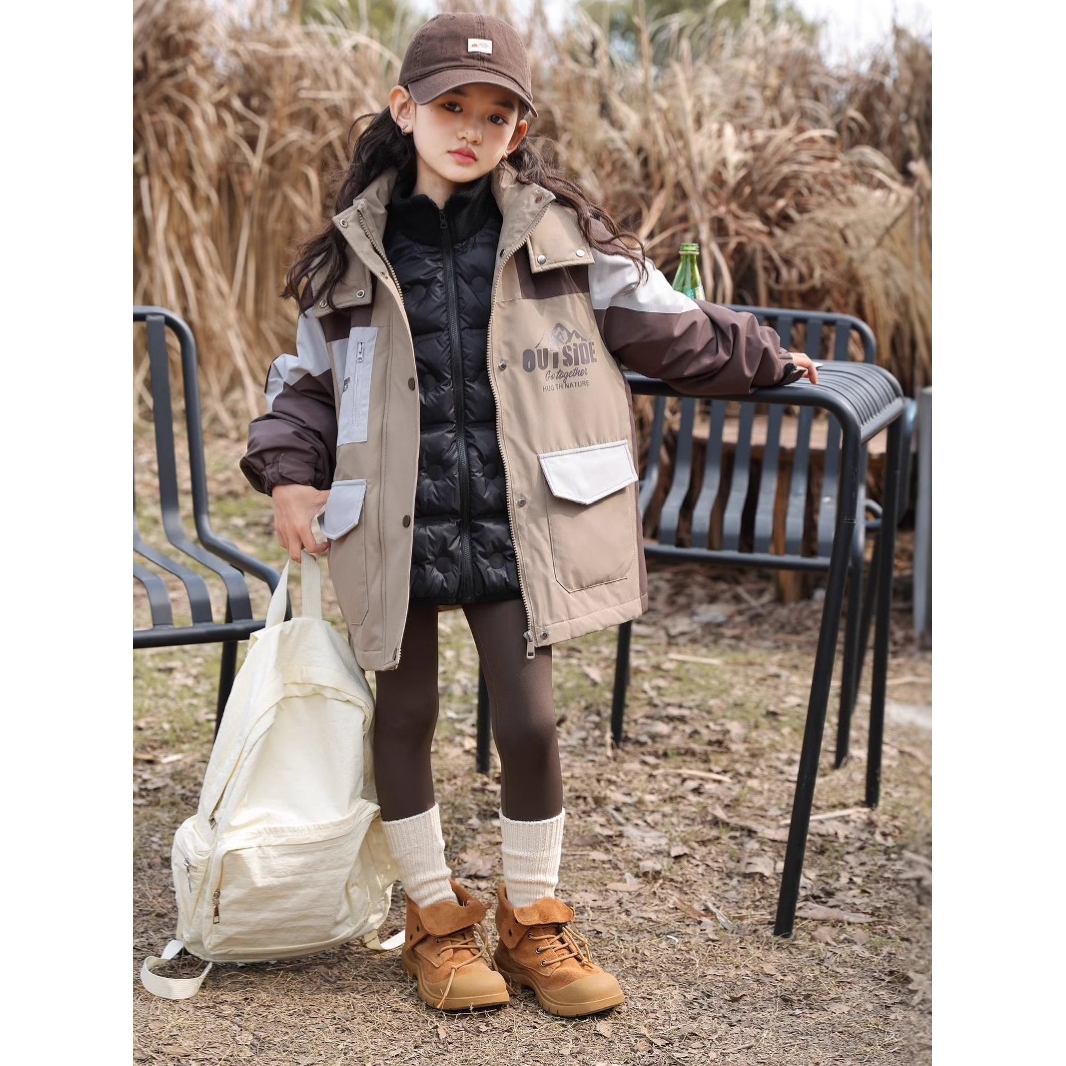 日本品质【鹅绒】儿童可拆卸冲锋衣羽绒服两件套2025新款女童男童