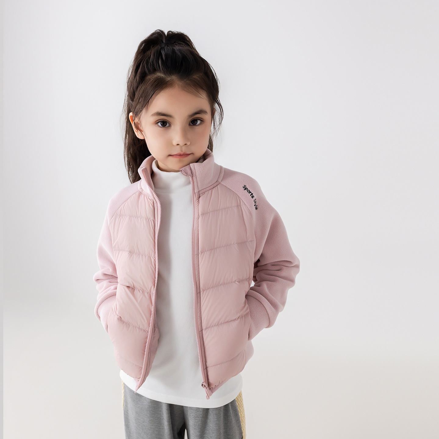 日本品质儿童加绒拼接羽绒服2025新款90鸭绒中小童男童女童运动时