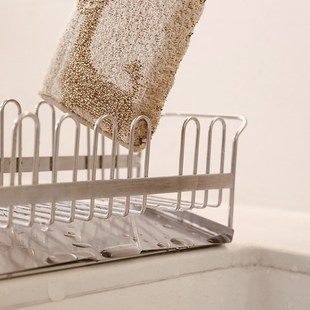 厨房水槽洗碗f布沥水架水池台面式抹布置物架不锈钢海绵擦收纳神