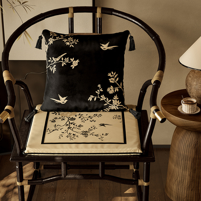 喜即闲花椅垫加厚实木餐椅坐垫家用防H滑椅子凳子座垫中式椅垫屁