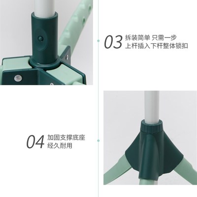 折叠免安装三臂晾晒衣架室内空调卧室阳台家用Q落地简易挂衣杆神