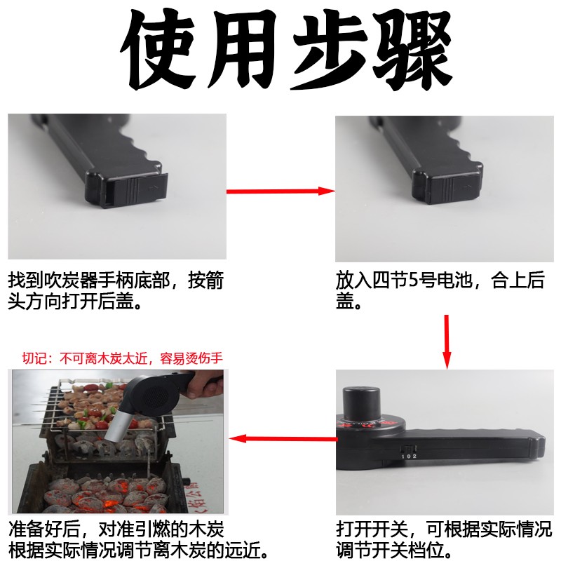 烧烤风机点碳助燃工具电动吹风机便D携吹电脑灰尘落叶鼓吹风机小