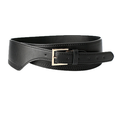 New Fashion Belts for Women PU Leather Gold Square Pin Buckl