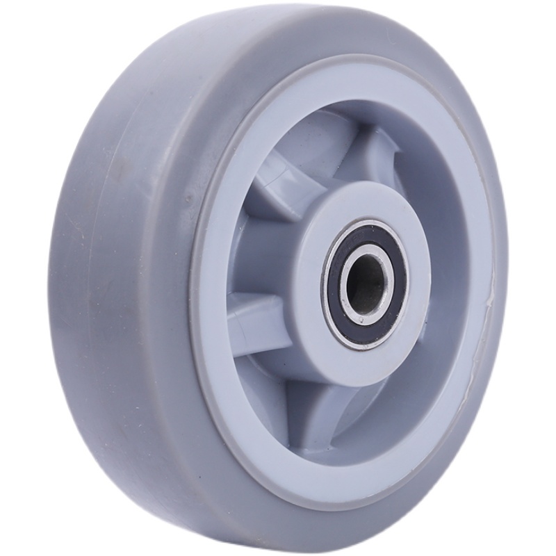 重型TPR橡胶静音轮3/4/6/8寸平板手推车脚轮航空箱万向轮配件轮子