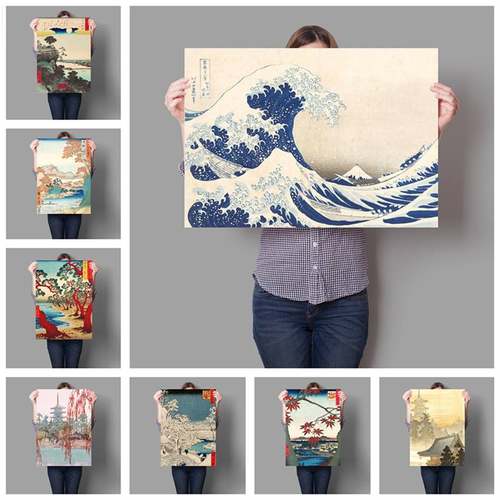 Retro Japanese Landscape Series Samurai Bar Cafe Living Room