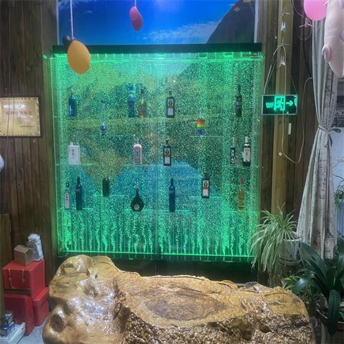 客厅鱼缸屏风玄关隔断鱼缸玄关柜隔断柜大型定制气泡屏风酒柜水幕