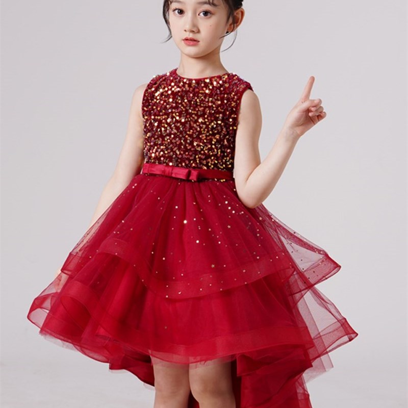 主持人服装六一儿童节表演服女童演出礼服幼儿园青少年朗诵公主裙